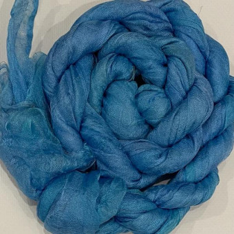 новый размер! разреженный шелк ручного крашения - цвет неба (3,5 метра) ширина 90 см