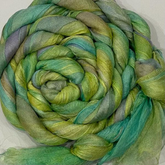 разреженный шелк ручного крашения - первоцветы (3 метра) ширина 90 см