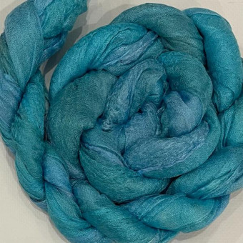 новый размер! разреженный шелк ручного крашения - аква (3,5 метра) ширина 90 см